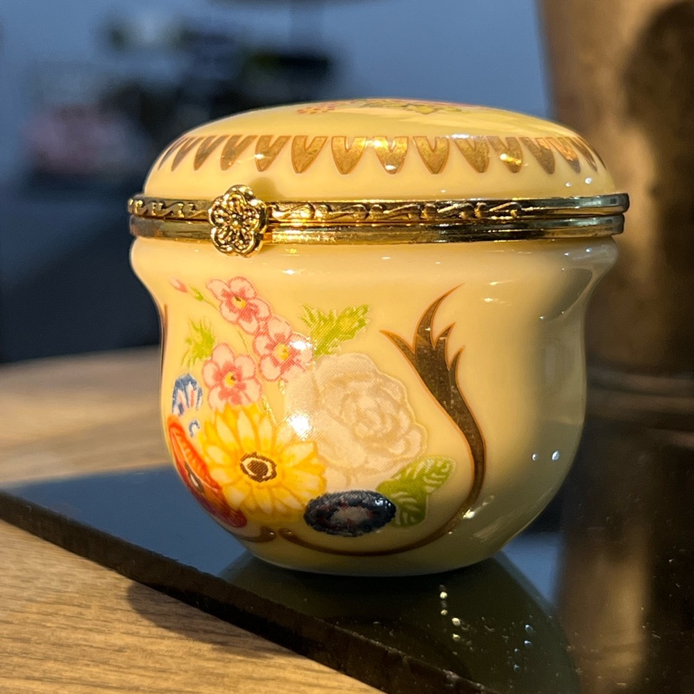 Cream and Gold Decorative Box with Vintage Accents